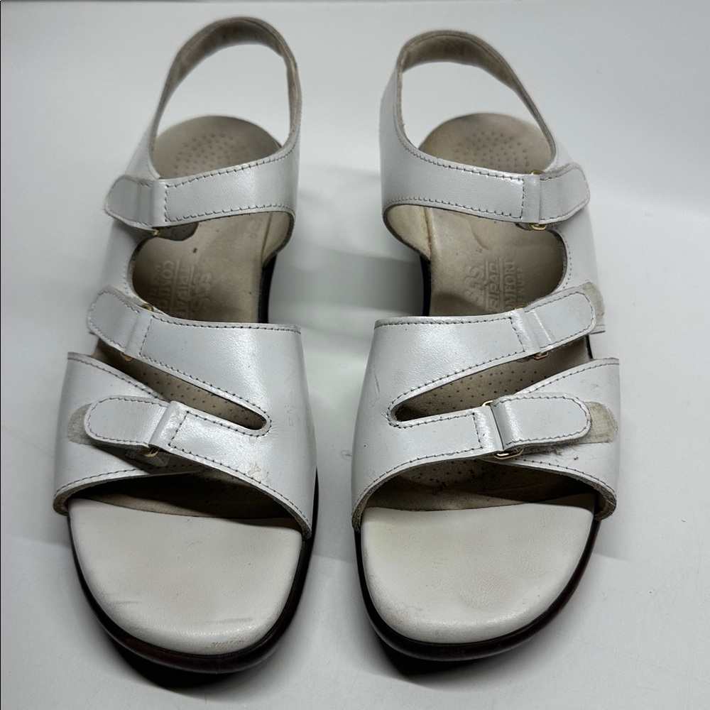 SAS Tabby Tripad Sandals Comfort Slingback Strappy Flats Leather White Women 8.5